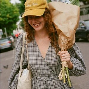Christy Dawn Saunders Dress in Slate Gingham